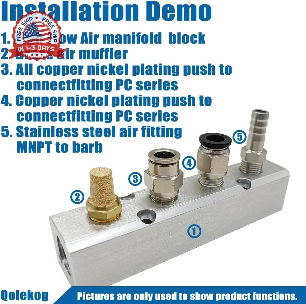 Quality 2 Way 4 Port Air Manifold 1/2″ NPT Supply Port 1/4″ NPT Outport With Mou