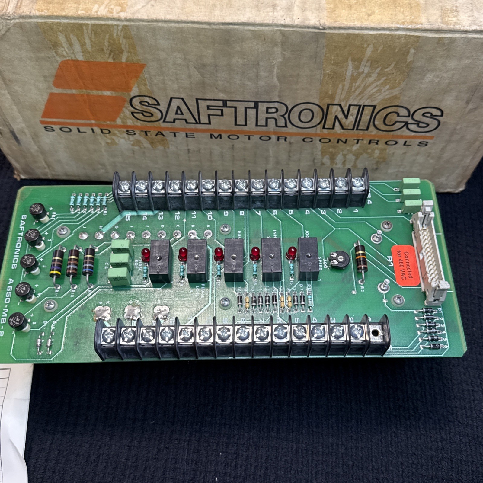 SAFTRONICS CONTROL BOARD A650-MB-2 (New) Missing One Screw