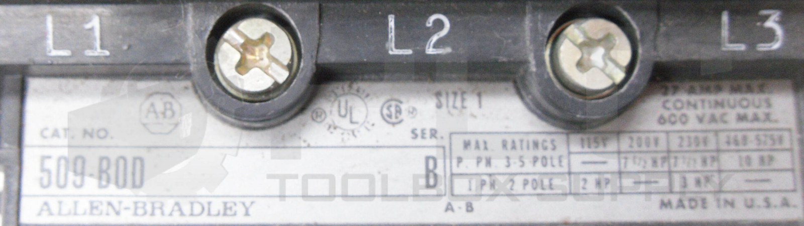 ALLEN BRADLEY 509-BOD /B W/ CB236 W/ 42185-800-01 W/ 595-AB /B W/ (3) W52