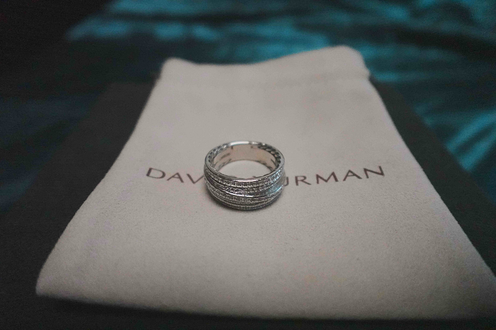 New&DavidYurman.silver Unisex Cross Ring Diamond Gold Ring US 7