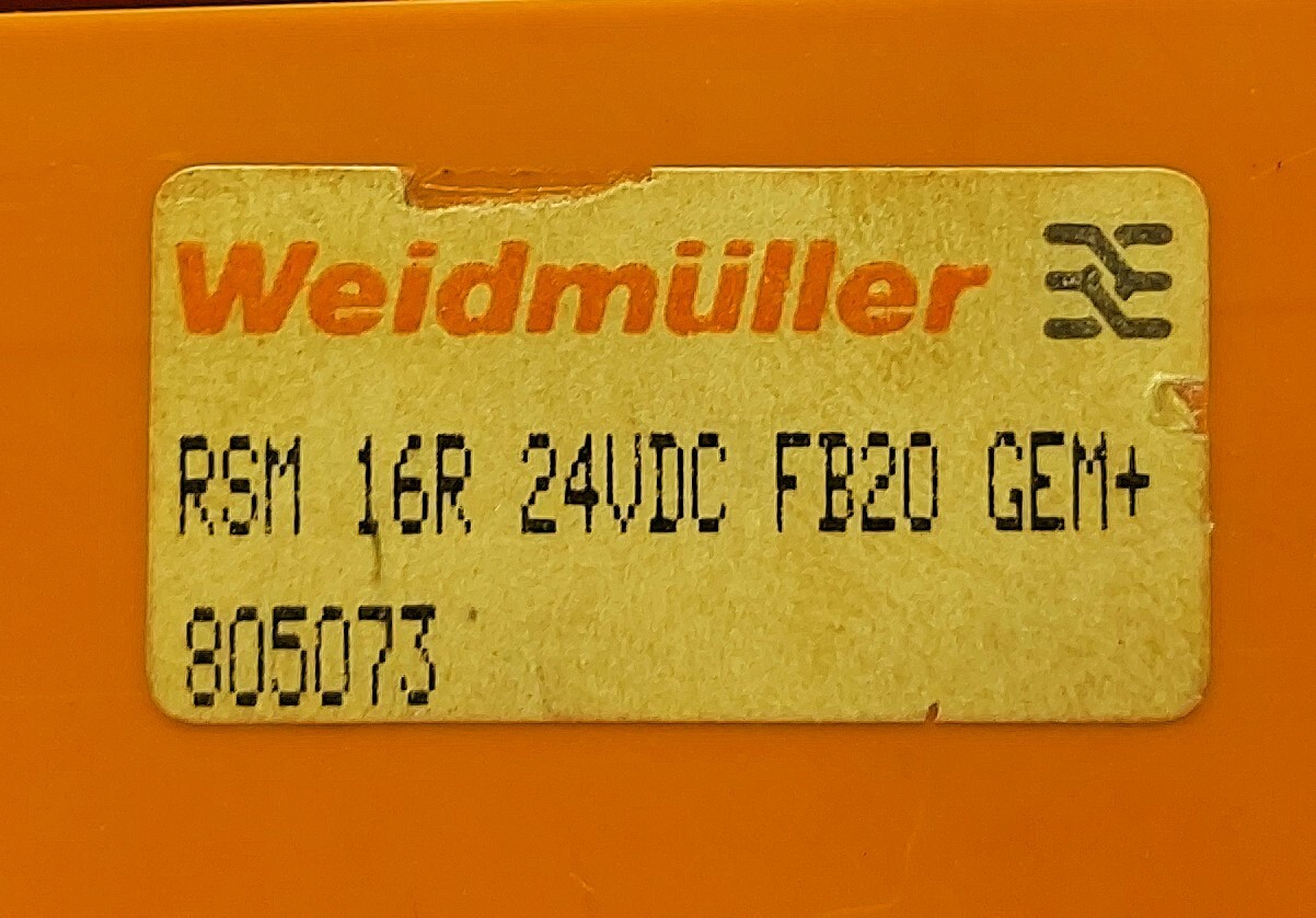 Weidmuller RSM 16R 24VDC FB20 GEM+ Terminal Block Board 805073