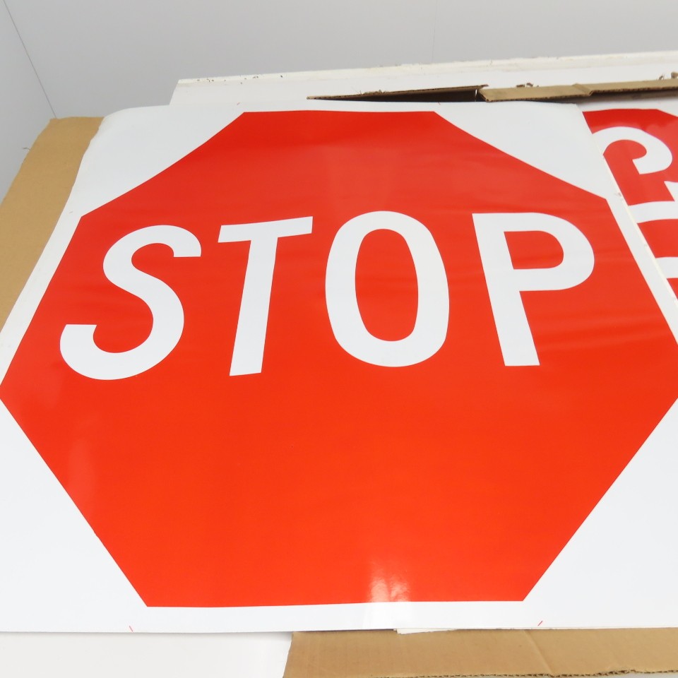 3M STOP SIGN 30″x30″ Reflective Factory Floor Wall Sticker Lot Of 7