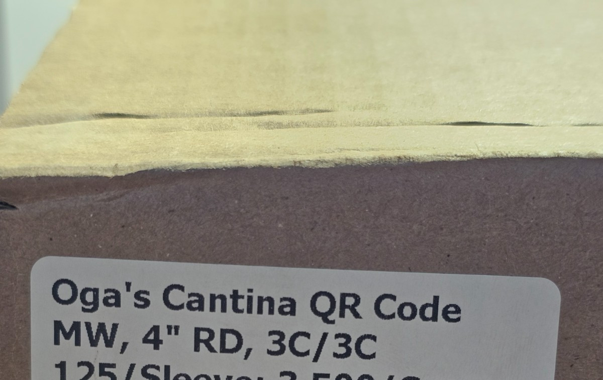 (QTY 125) Oga’s Cantina QR Code MW, 4″ RD, 3C/3C Coaster 155574