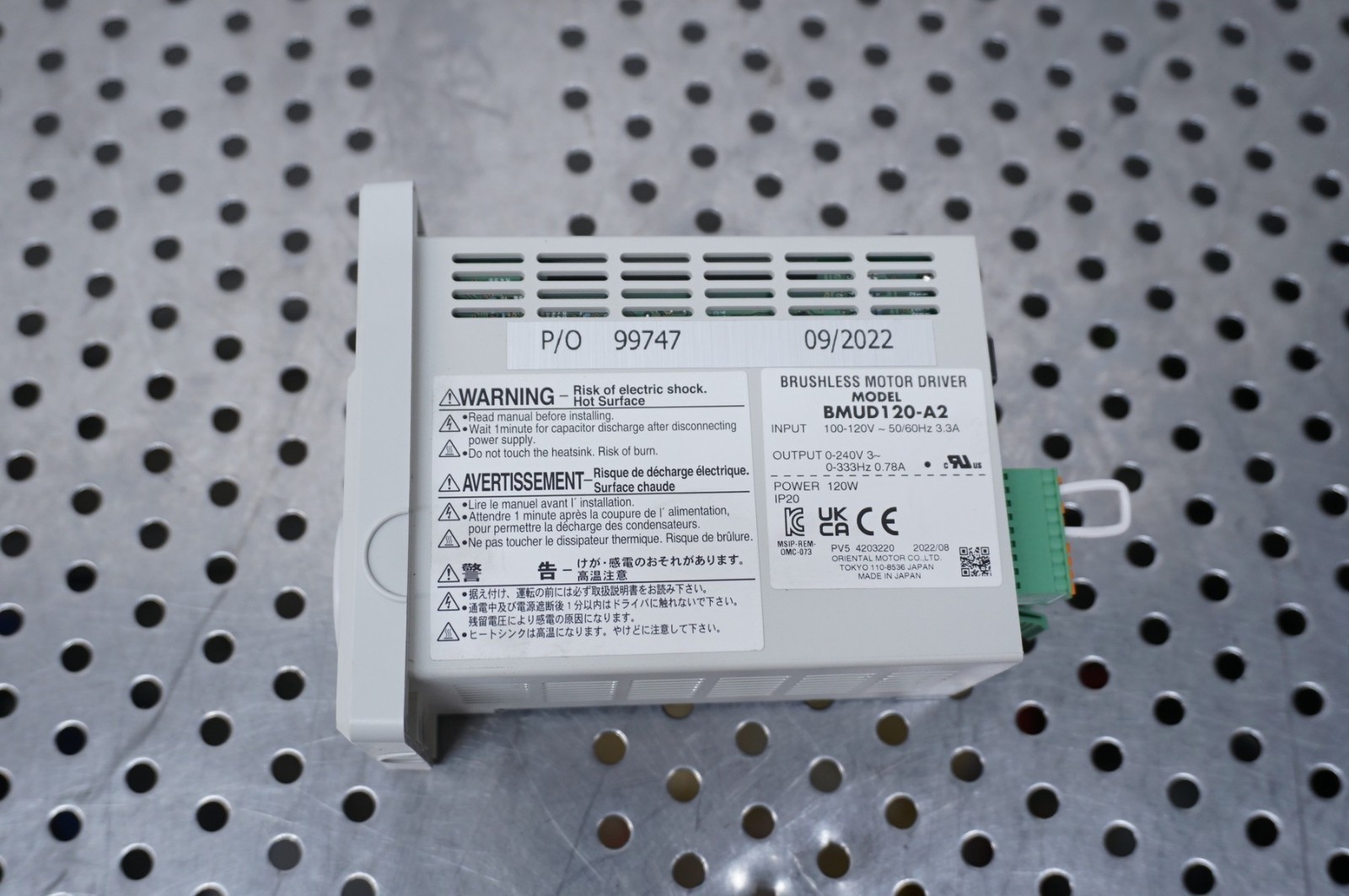 Oriental Motor Motor-Driver – BMUD120-C2 removed from never-installed conveyor