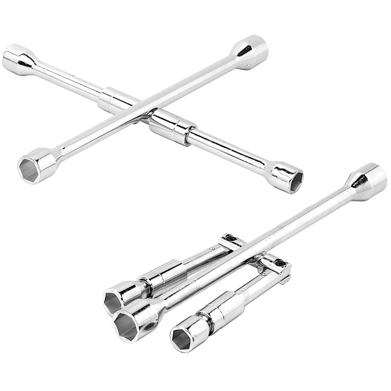 Performance Tool W7 Silver Steel Metric & SAE 4-Way Folding Lug Wrench 7 L in.