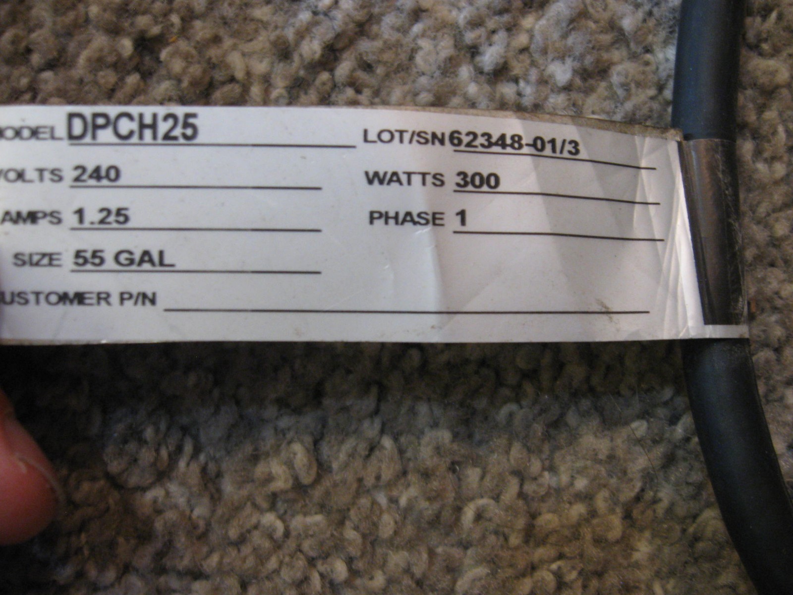 NEW 55 Gallon Drum Water Heater BriskHeat Heavy Duty pn#- DPCH25 / 300 Watts