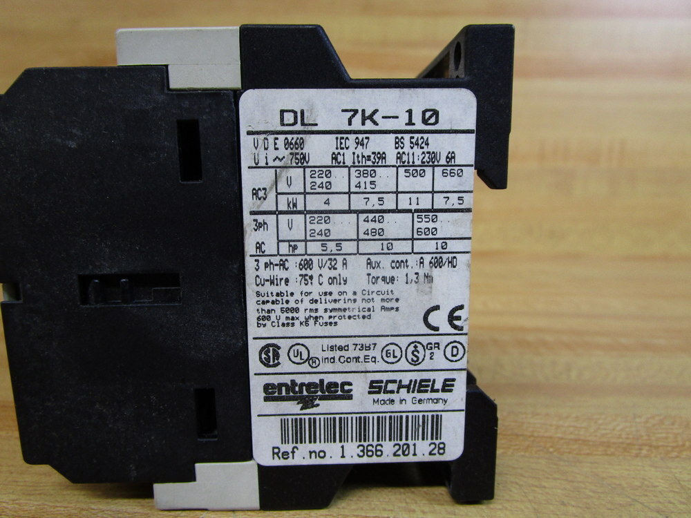 Entrelec Schiele DL 7K-10 Contactor DL7K10