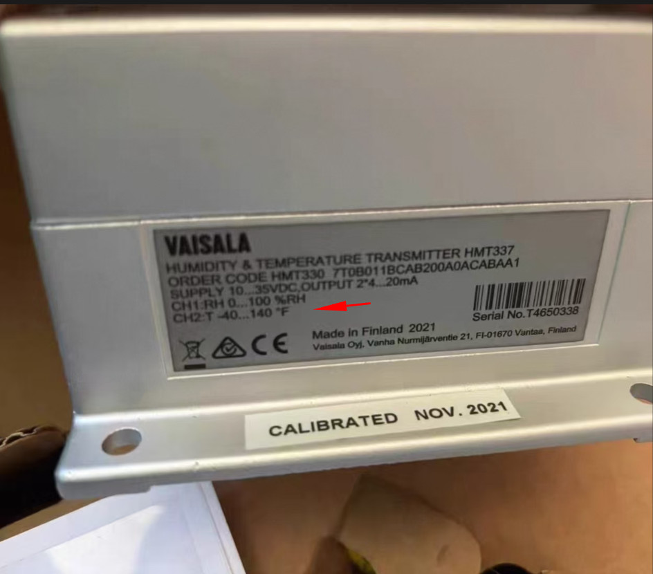 Vaisala HMT337 -40° to 140°F, 0 to 100% RH, Humidity + Temperature Transmitter