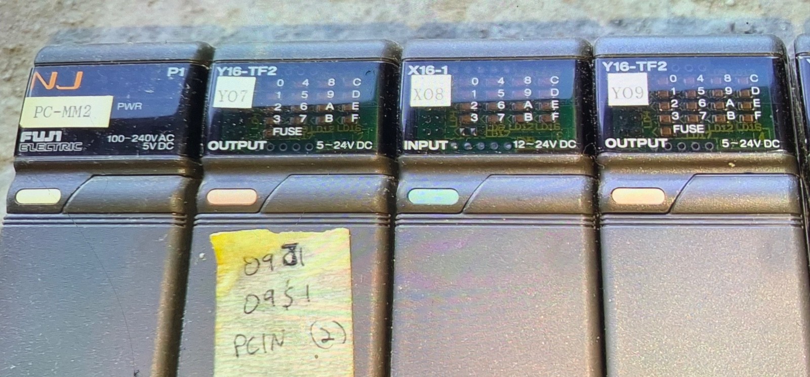 Fuji Electric PLC Module rack ,NJ-P1, (4) X16-1, (3) Y16-TF2