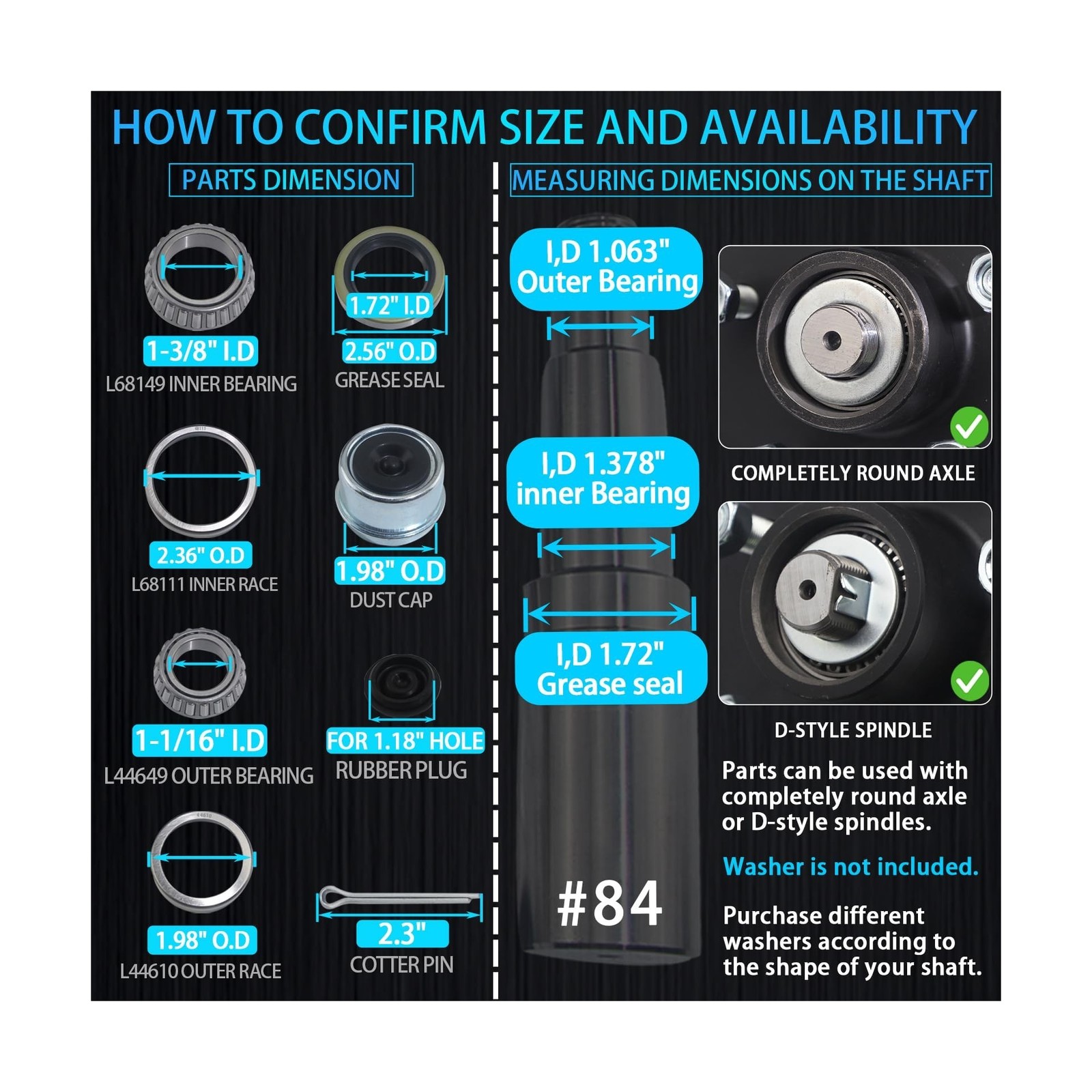 iBroPrat 4 Sets 3500 LB Boat Trailer Axle Bearing Kits, L68149 L44649 Bearing…