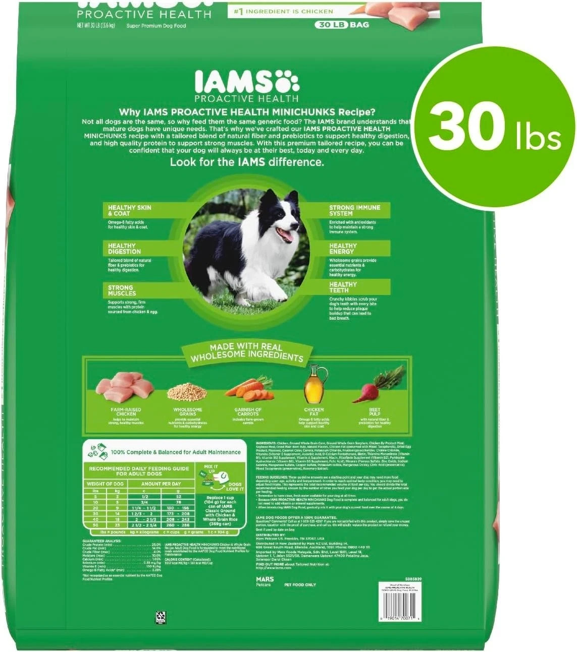 IAMS Proactive Health Minichunks Adult Dry Dog Food with Real Chicken, 30 lb Bag