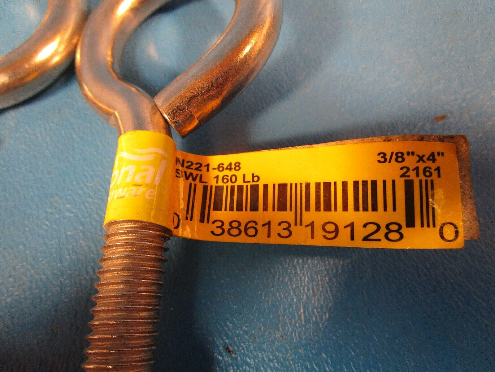 LOT OF 3 WEATHERGUARD N221-267, 3/8 X 4”, EYEBOLT, ZINC PLATED