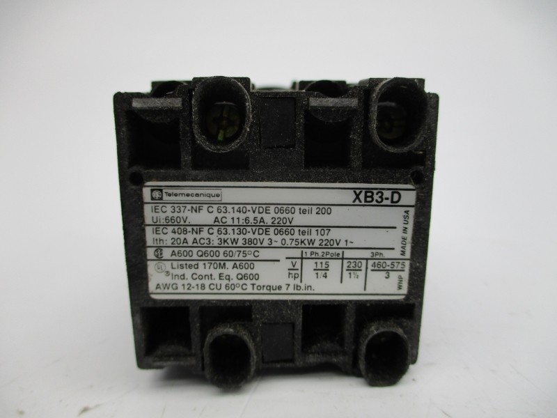 TELEMECANIQUE XB3DX1779 660V 20A NSMP