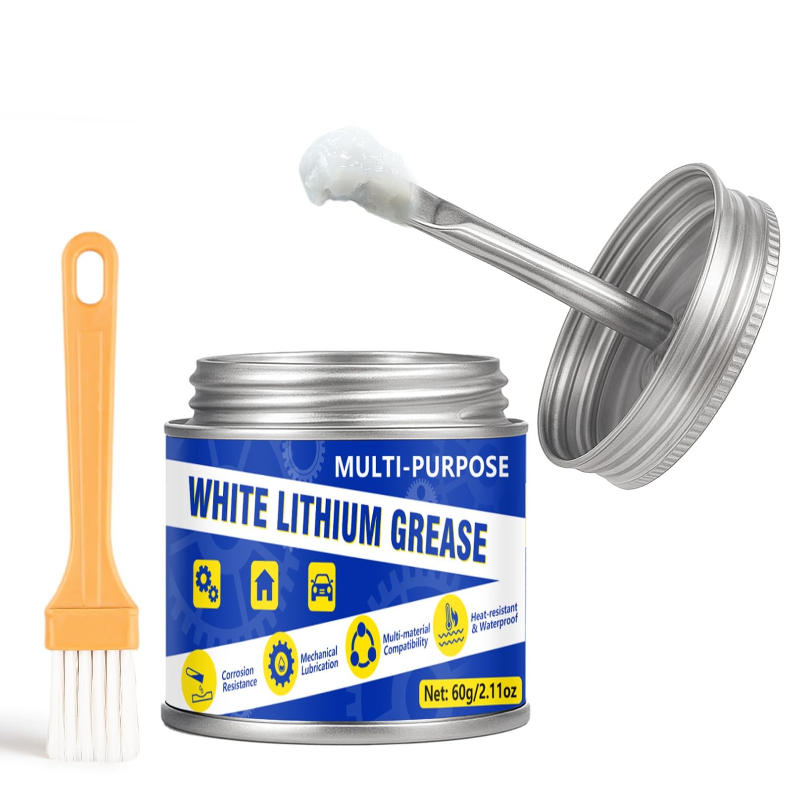 White Lithium Grease 60ml, Multi-Purpose Garage Door Lubricant with 60ml