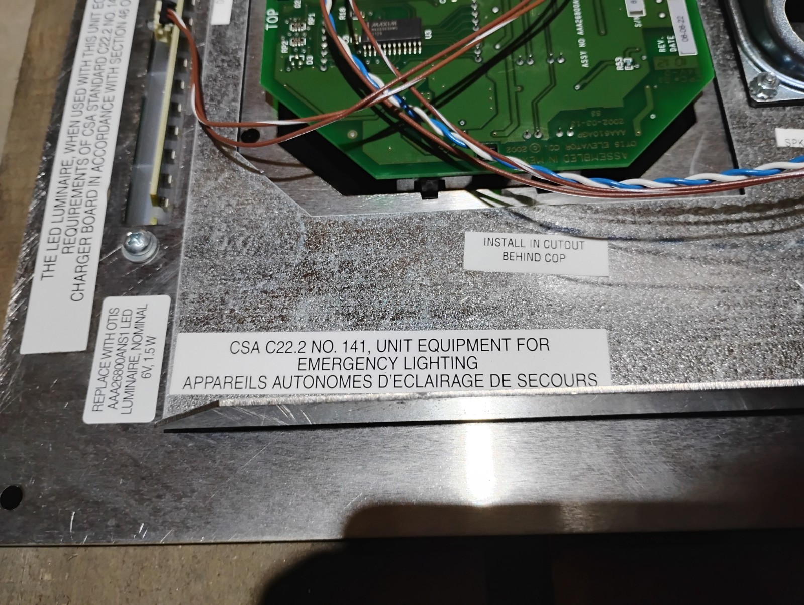 Otis 2500DX Stainless Elevator Car Operating Panel Kit