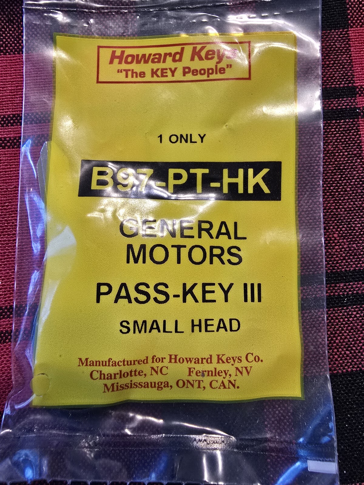 NEW Howard Keys B97-PT-HK GM Small head Pass Key *FREE SHIPPING*