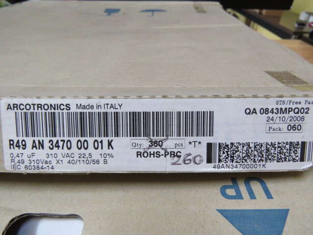 ARCOTRONICS R49AN34700001K Qty of 50 per Lot Safety Capacitors 0.47 uF 10% 310V
