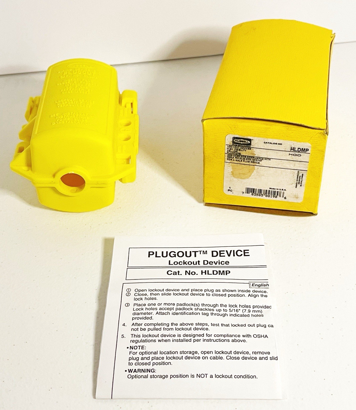Hubbell HLDMP Lockout Device High Visibility Yellow HGO New