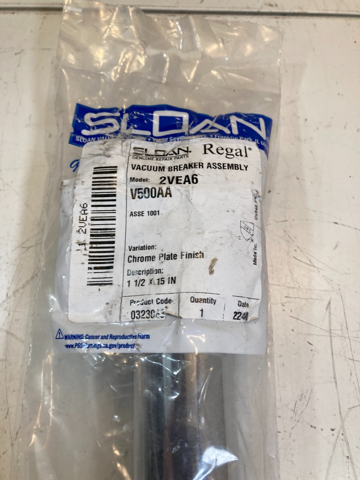 SLOAN 2VEA6 VACUUM BREAKER ASSEMBLY * NEW IN FACTORY BAG * (K2)