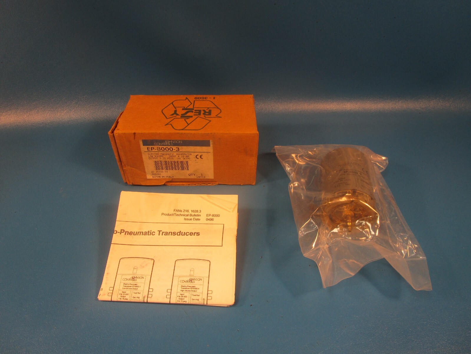 JOHNSON CONTROL EP8000-3, Electro-Pneumatic Transducer, Low Volume, Non-Relay