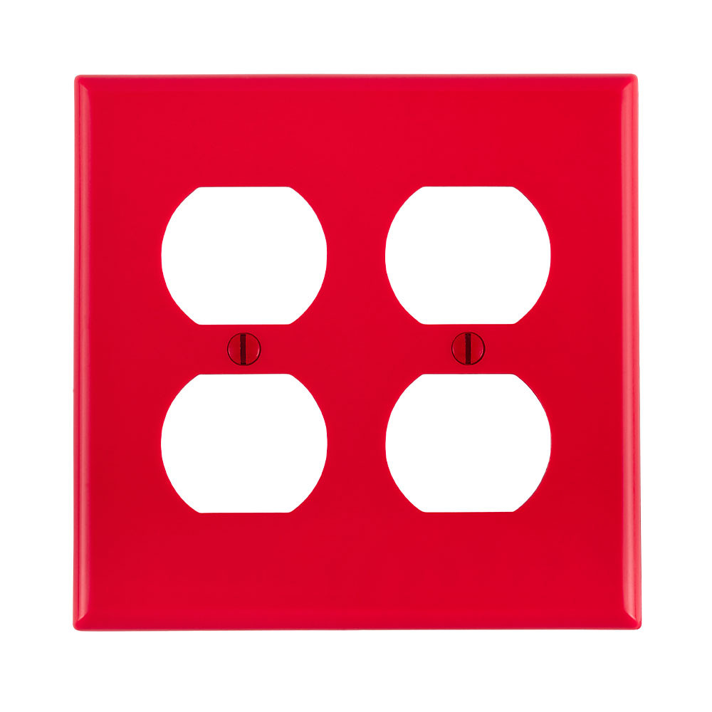 Leviton 2-Gang Duplex Receptacle Wallplate, Thermoplastic Nylon, Red