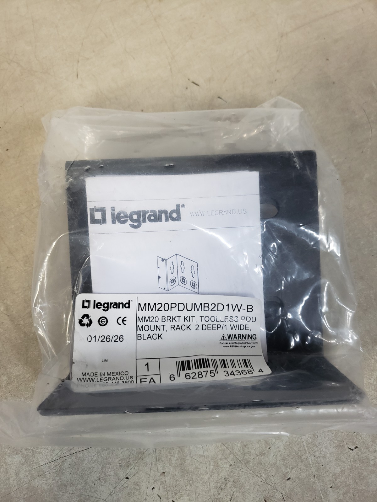 Legrand Ortronics MM20PDUMB2D1W-B Mounting Bracket Kit 3.48 x 4.13 x 4.81 in