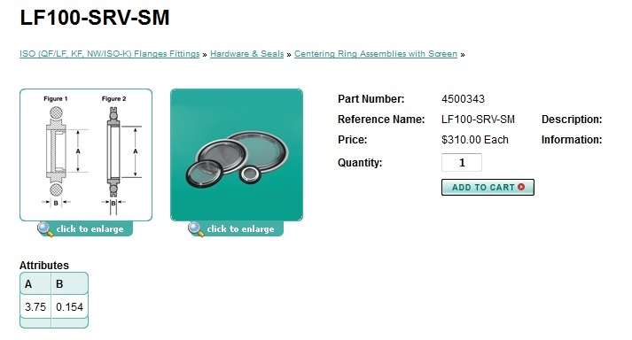 A&N LF100-SRV-SM, LF100SRVM Centering Ring With Screen SST LF100 NW100 #1171A21
