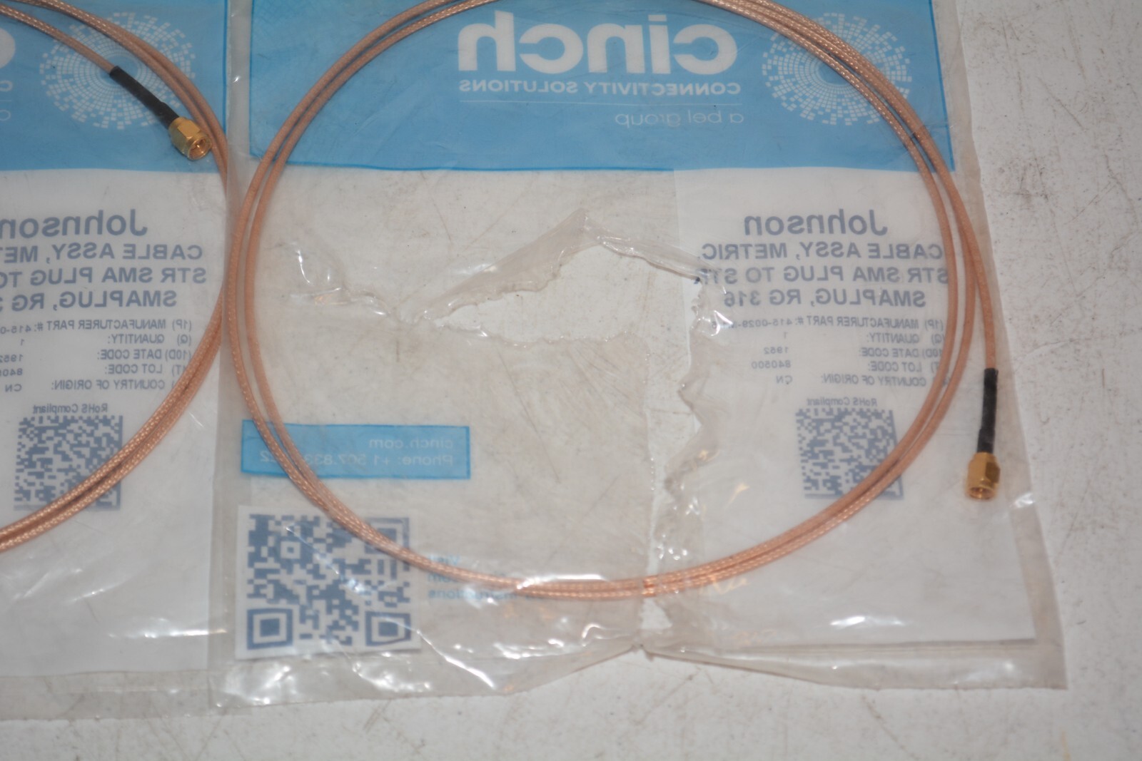 Johnson 415-0029-M1.5 Cable Assembly STR SMA Plug to STR SMA Plug RG 316 #W4878