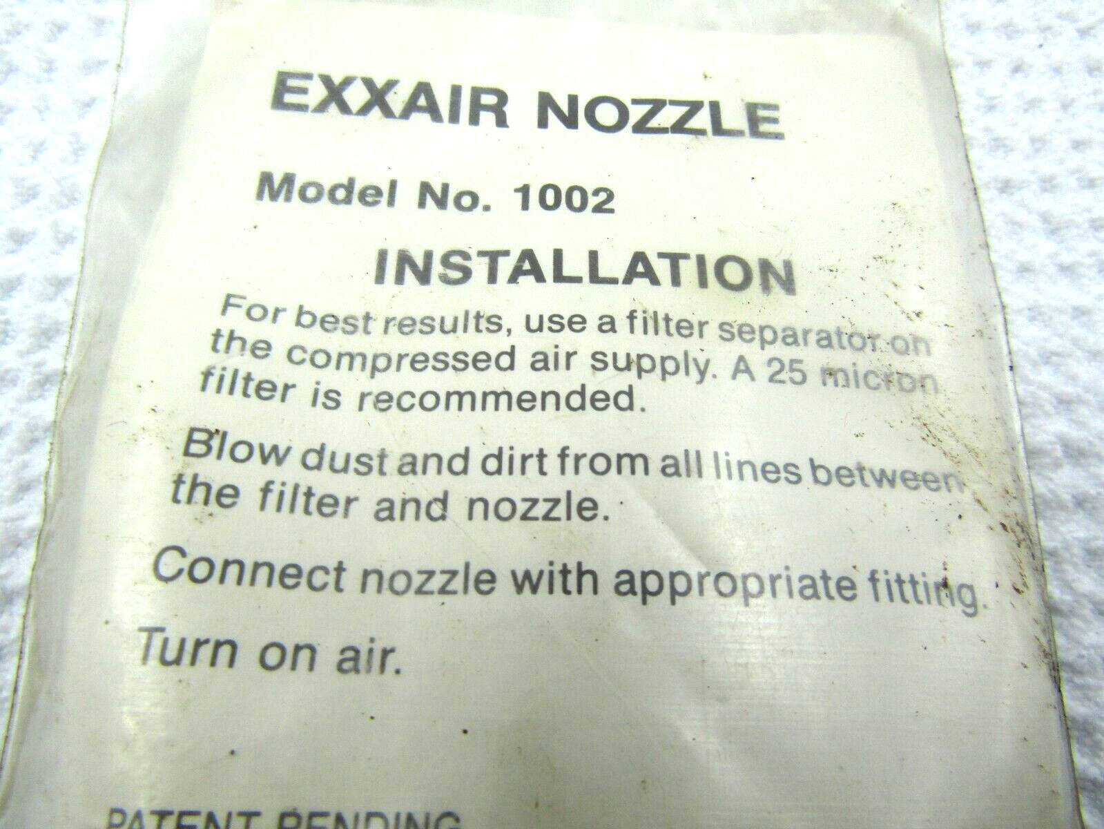 Exxair Model No. 1002 Safety Air Nozzle