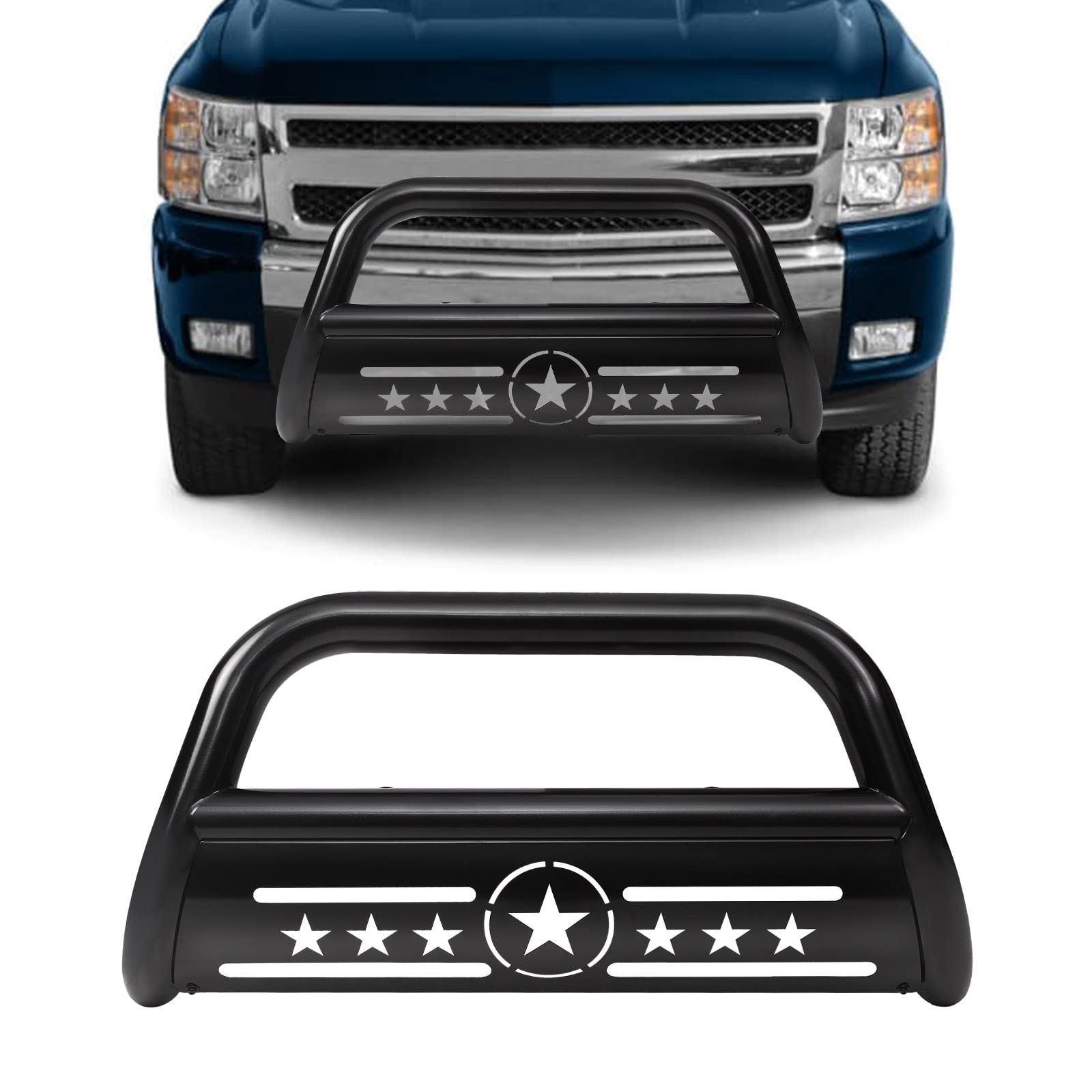 AISHAN Bull Bar 3 Front Grille Brush Push Bumper Guard with Removable Skid Pl…