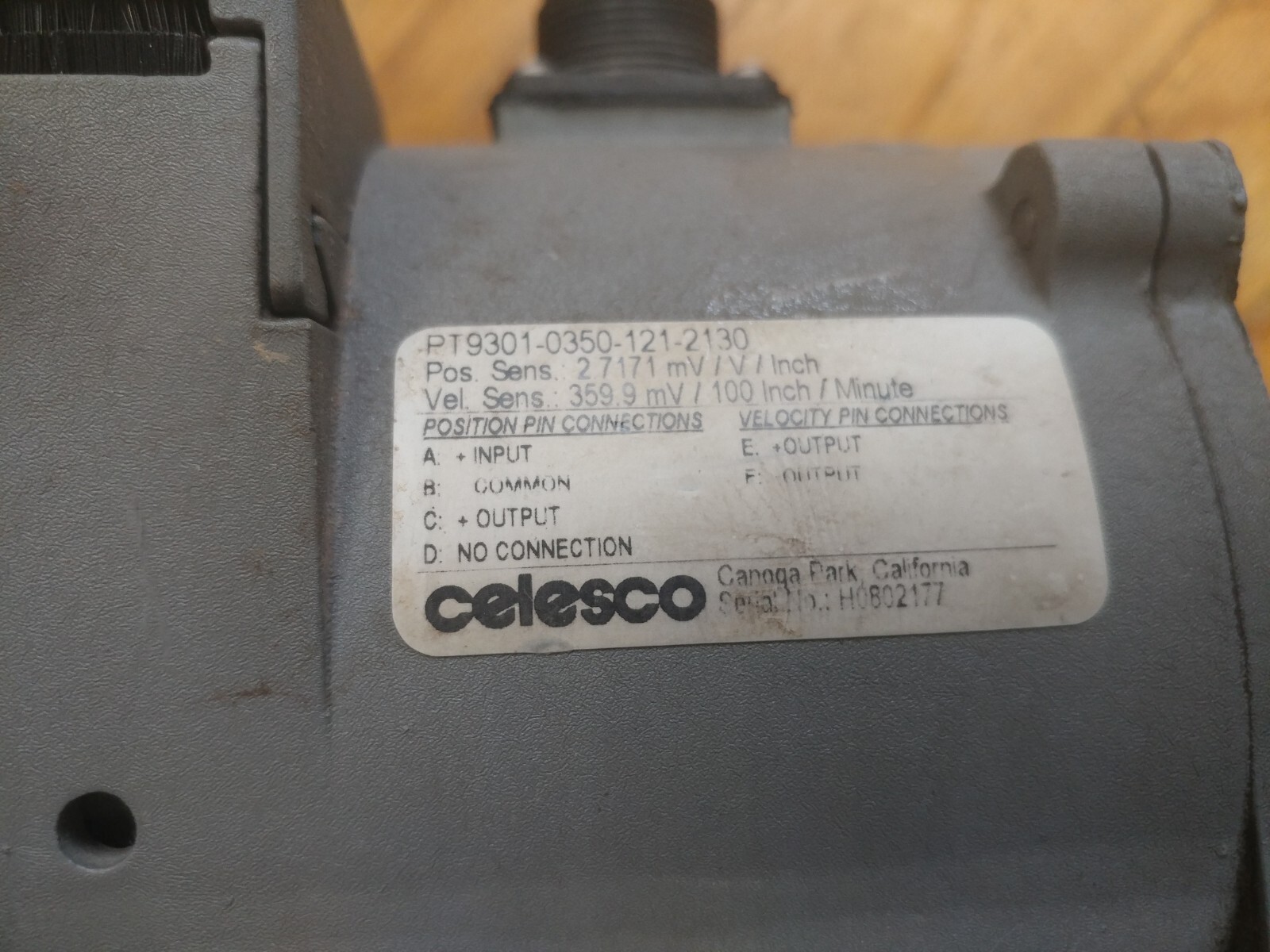 Celesco Position Transducer PT9301-0350-121-2130, 350 inch, 1000ohm, 30V, 361mv