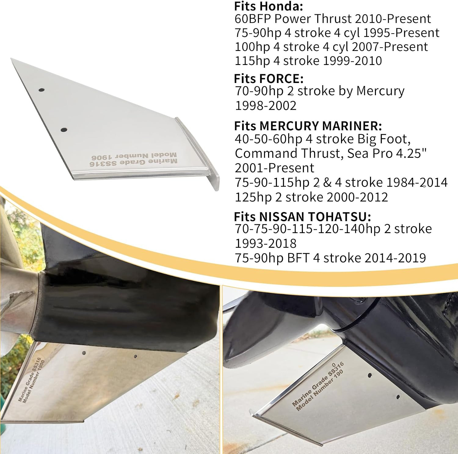 Skeg Guard 27071 for Mercury Honda Nissan Tohatsu Force 40-140 HP Outbaord Motor