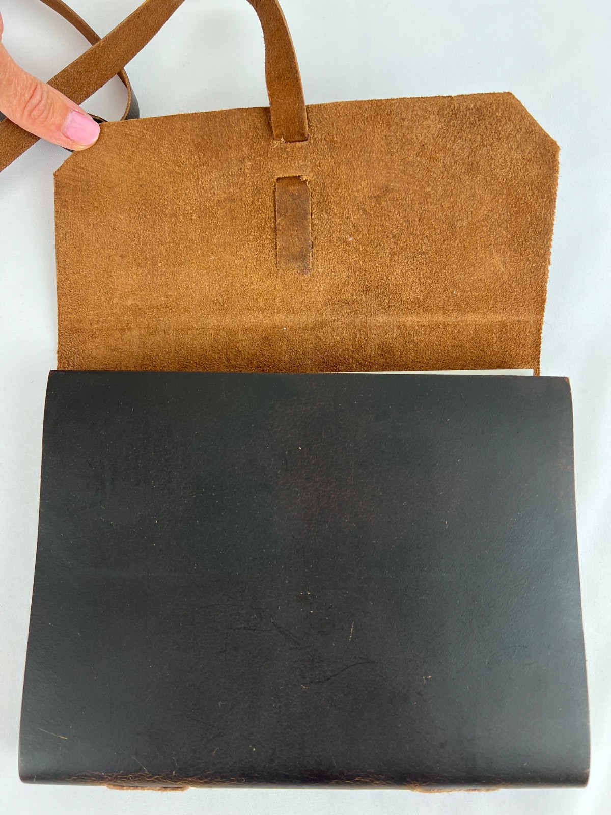 Leather Bound Journal w/Flap & Strap Closure 100 Antique Paper Tied Sheets