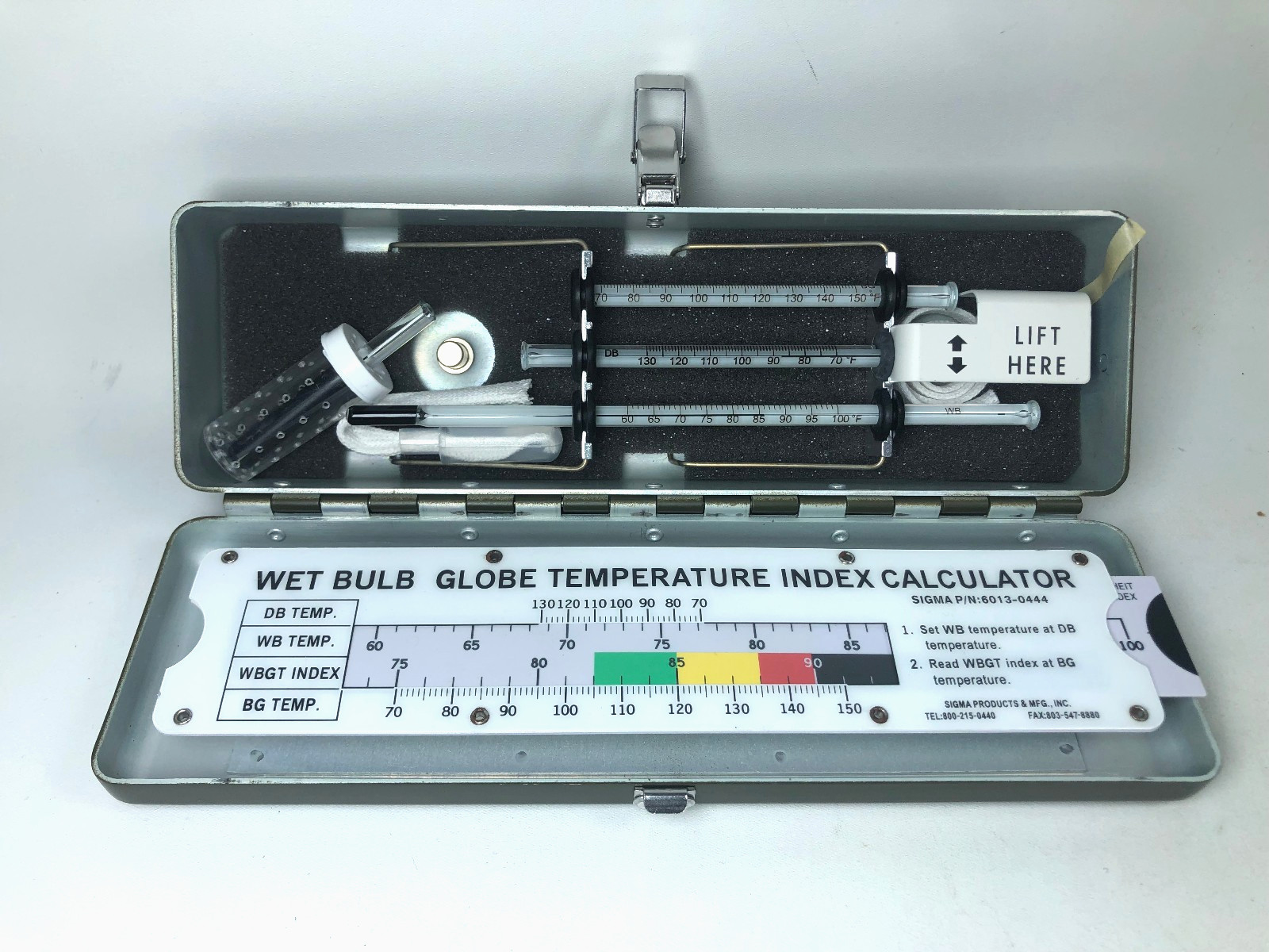 NOS Sigma Products WBGT Wet Bulb Globe Kit with Carrying Case, Tripod & Flags