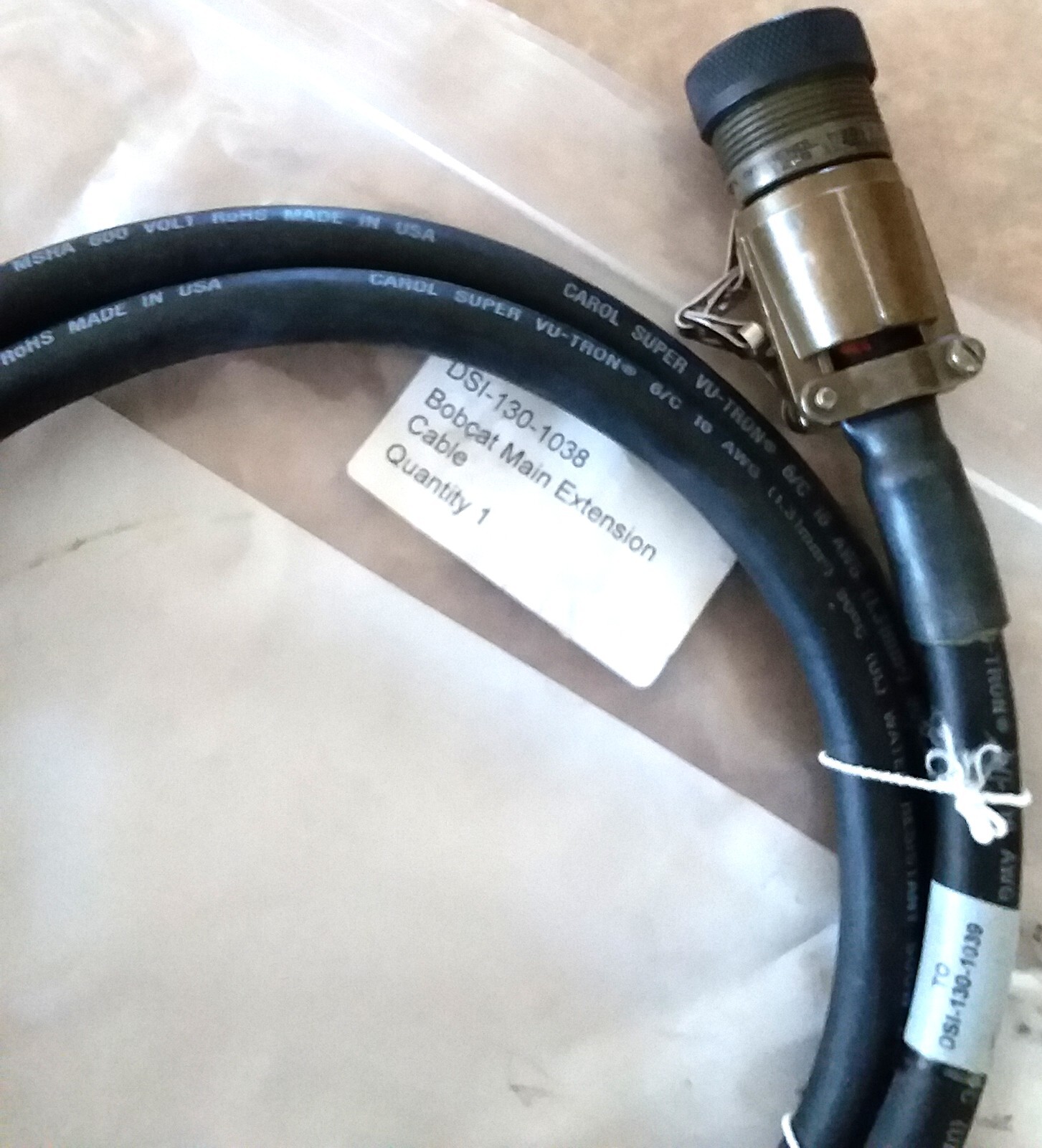 New QinetiQ Bobcat Power Main Extension Cable Wire Wiring Harness Carol Vu-Tron