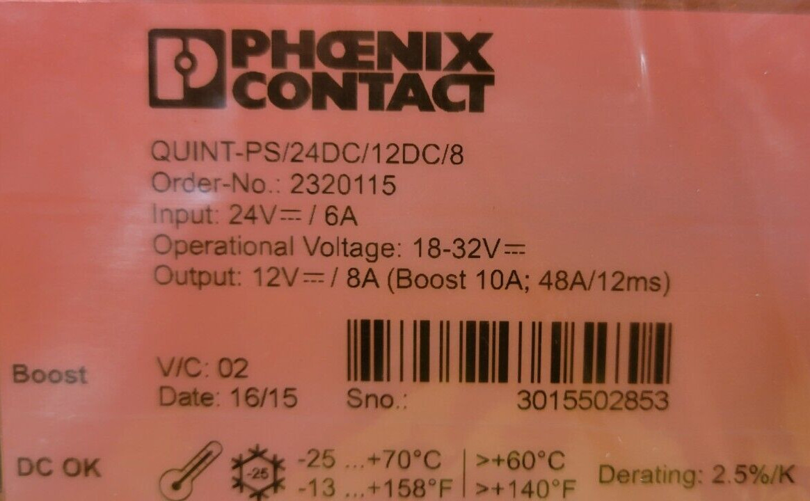 🟠 PHOENIX QUINT-PS/24DC/12DC/8 CONVERTER PESSCO IS OFFERING 1 V012924-5-12 🗽