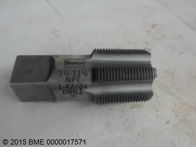 Hanson 1 1/2-11 1/2 Npt 1-47/64 Tap 6 Rows Of Cutters