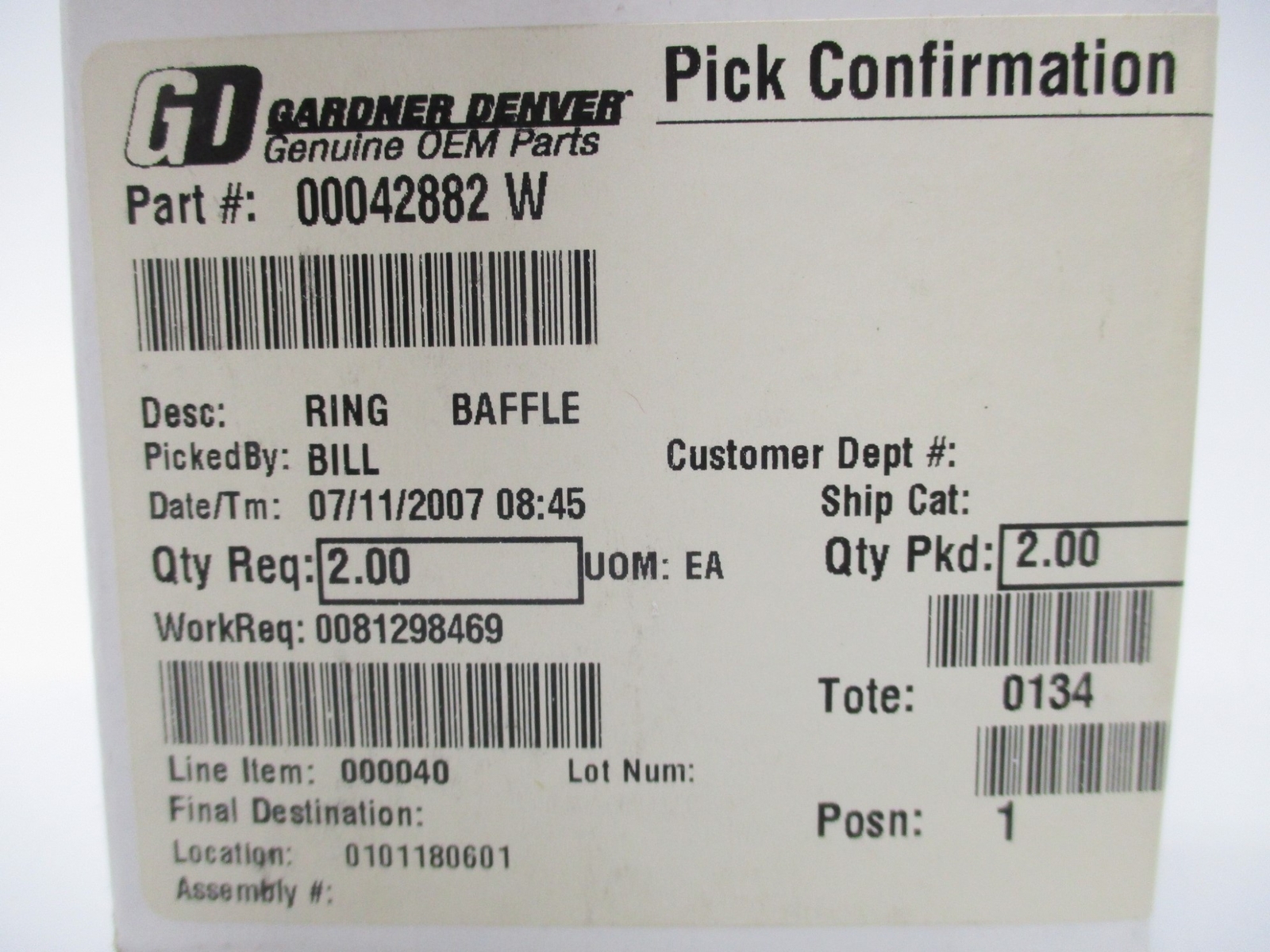GARDNER DENVER 42882W NSMP
