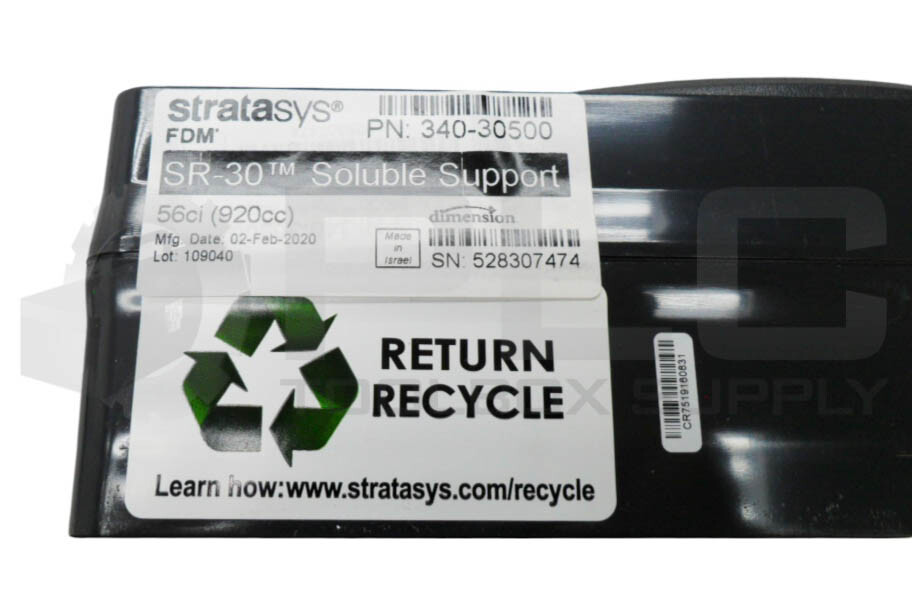 STRATASYS SR-30 SOLUBLE SUPPORT 7% 56CI 340-30500 108187 *READ*