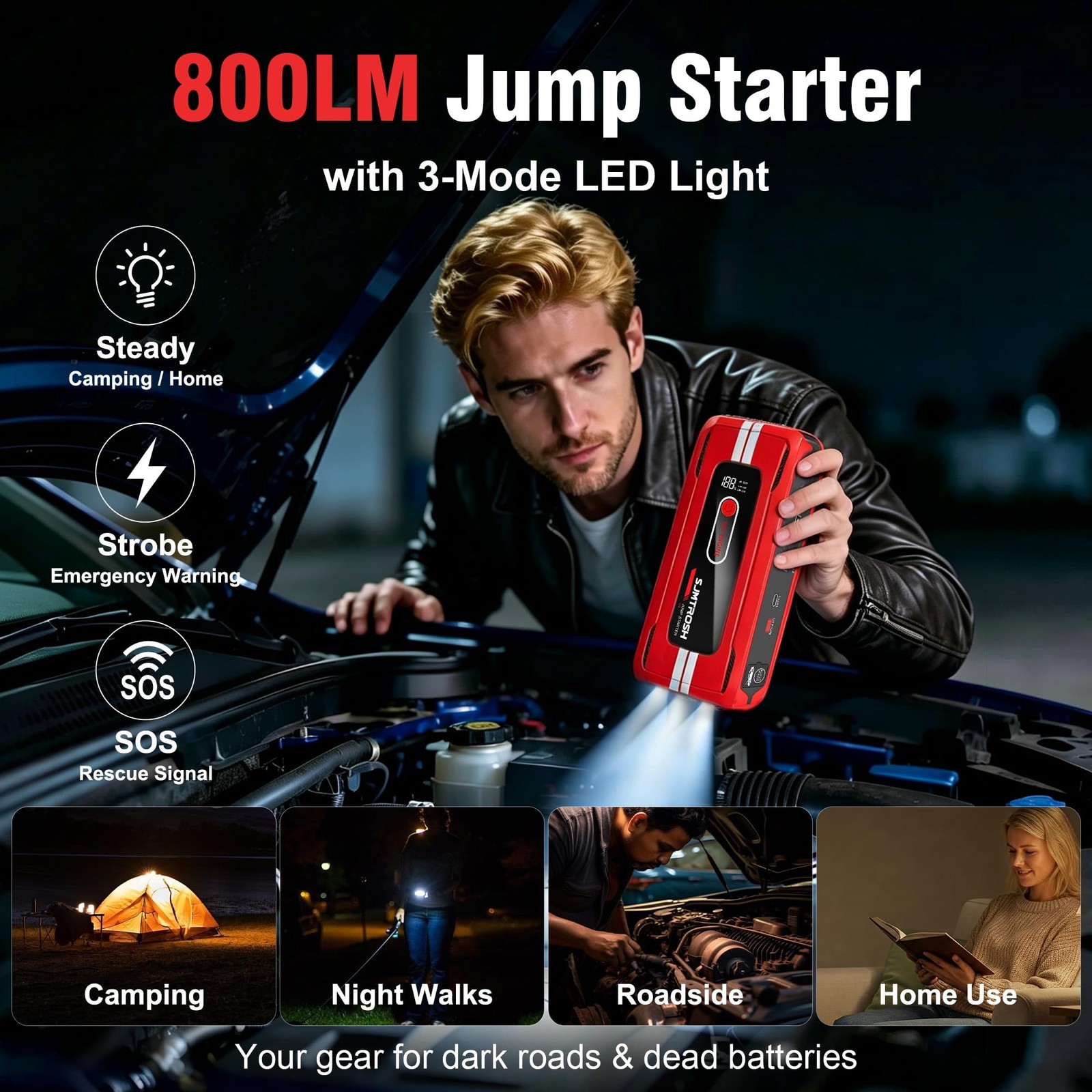 Jump Starter 5000A Peak, Jump Box 12V Battery Jumper Starter Portable, Jump P…