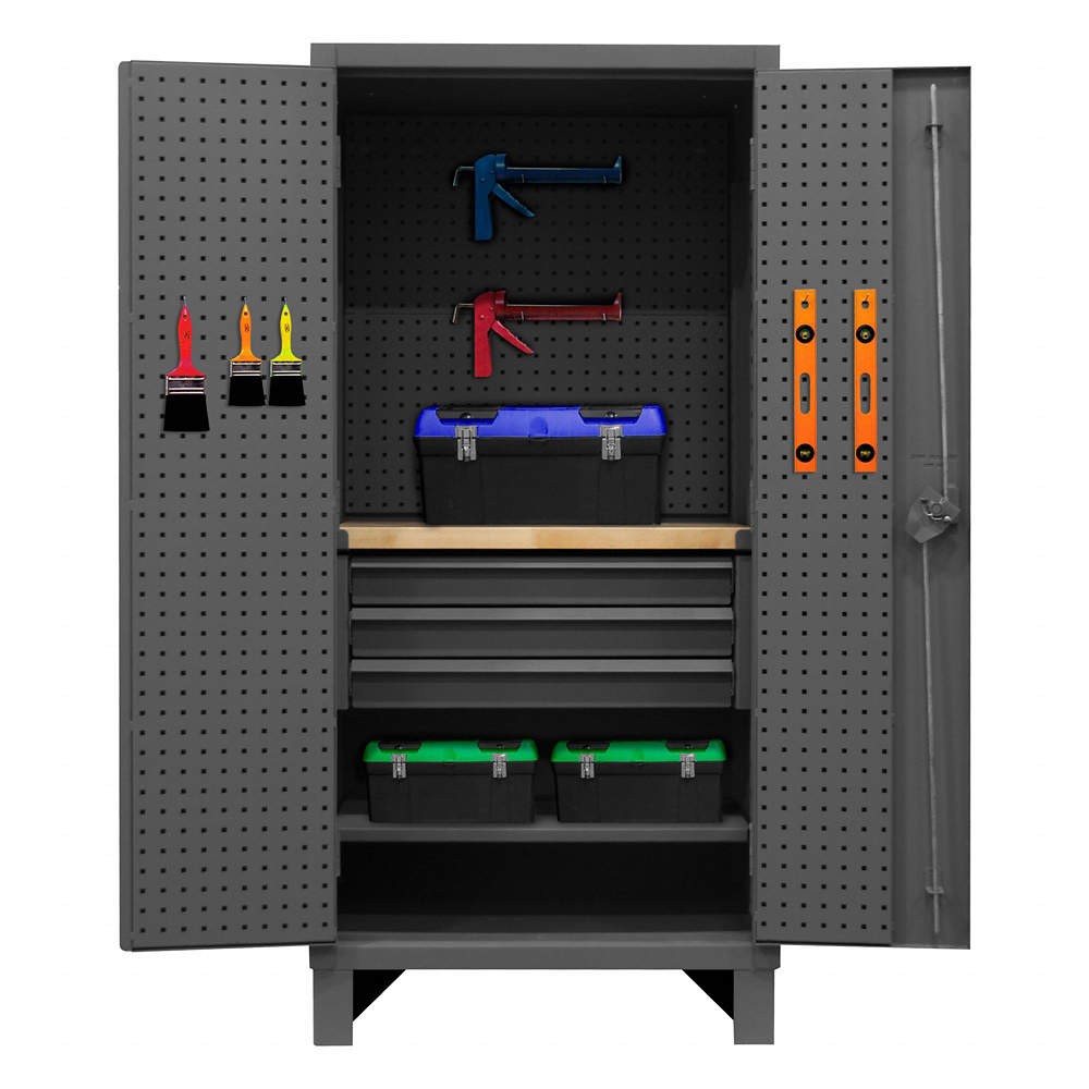 DURHAM MFG HDCDPWT243678-3M95 Combo Drawer,Pegboard Cab,78″H,36″W,Gray 410Y41