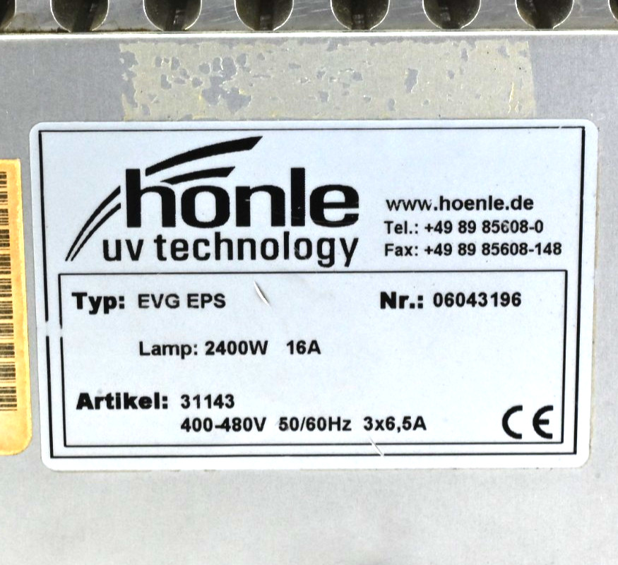 Honle EVG EPS60 031143 Power Supply Unit 2400W 16A 400-480V 50/60Hz, CX436-K01