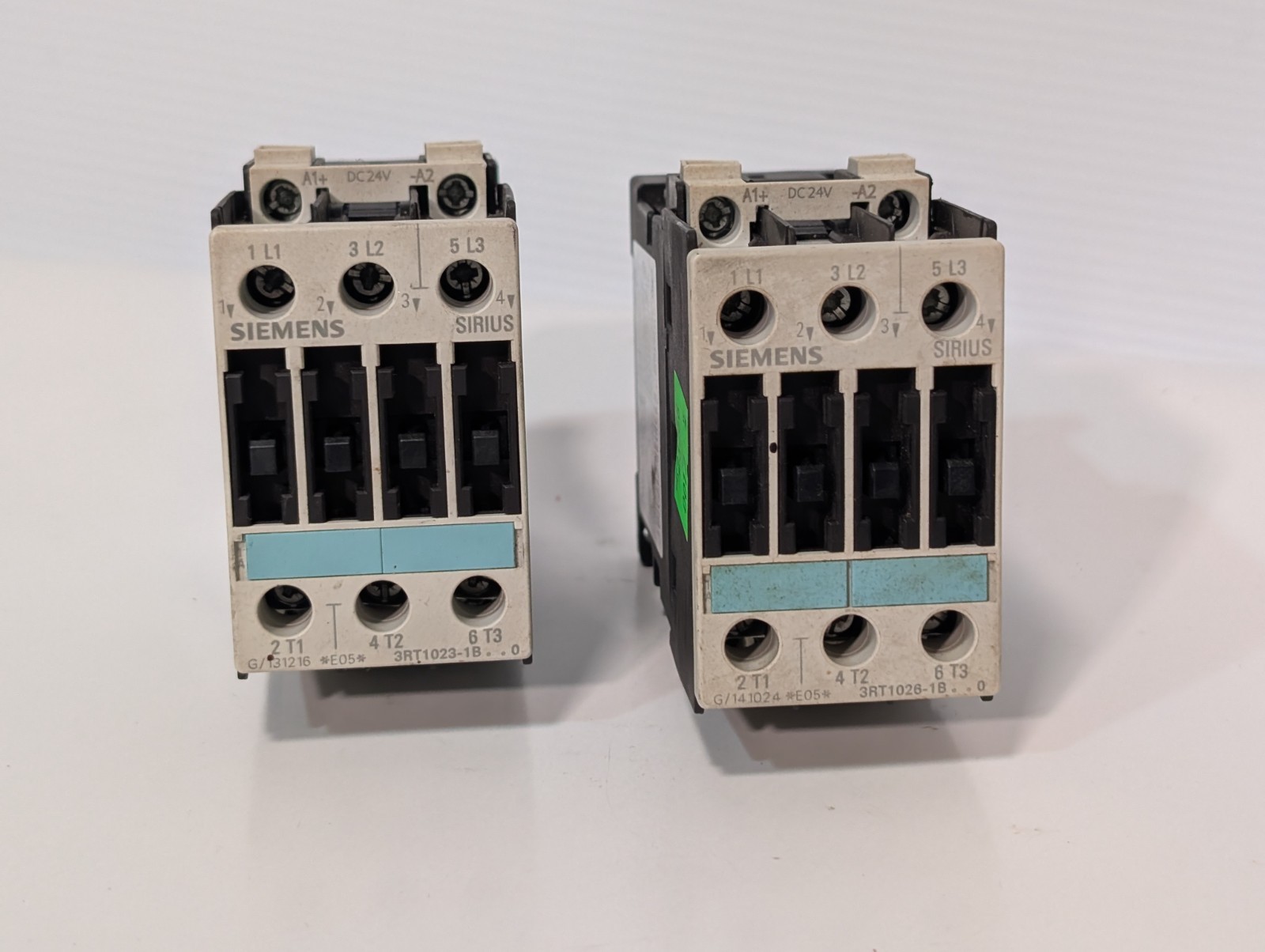 Siemens Sirius 3RT1023-1B and 3RT1026-1B industrial contactors with 24VDC coils