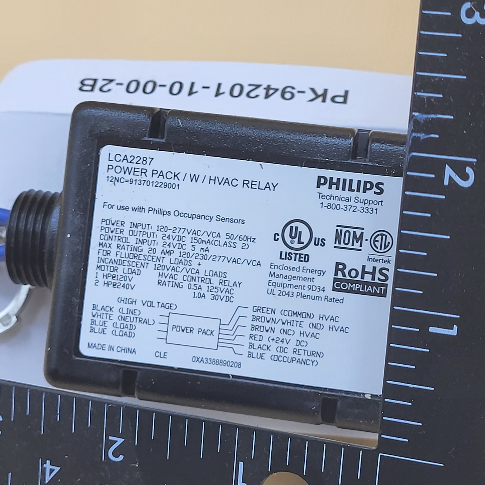 Philips LCA2287 Occupancy Sensor Power Pack w HVCA Relay 120/277 V 50/60 Hz