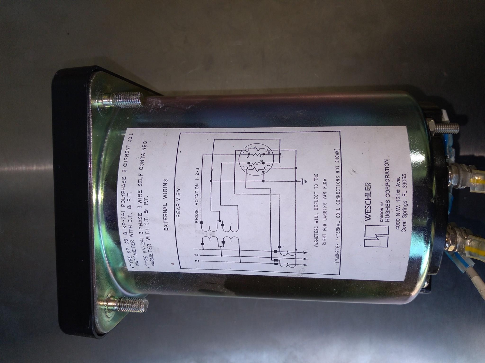 WESCHLER INSTRUMENTS 12186309-2-02 KV241 2EL 2CC 0-1600KILOVARS 120-150V 4-6A