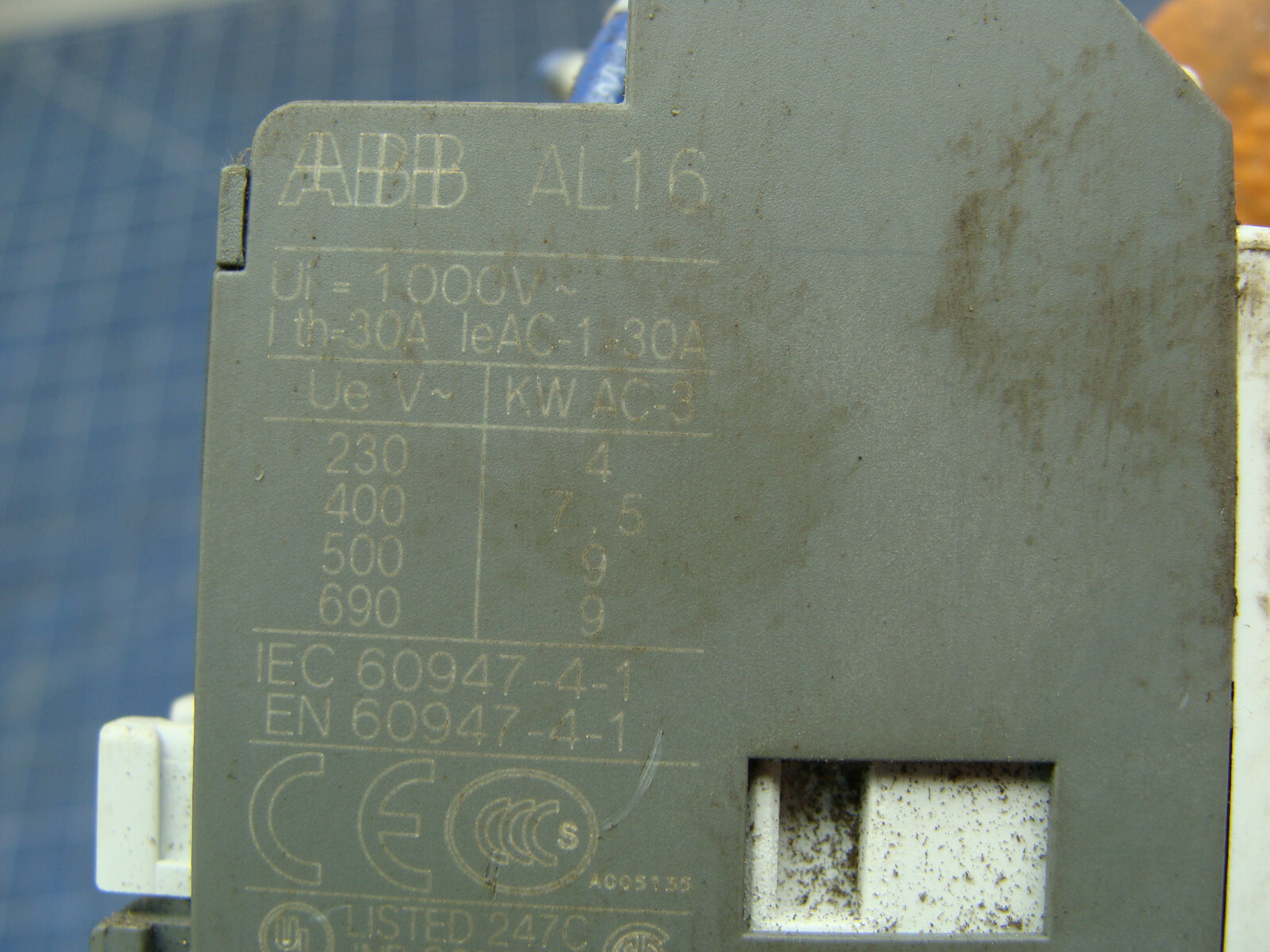 ABB CONTACTOR AL16-40-00 30A COIL 24VDC