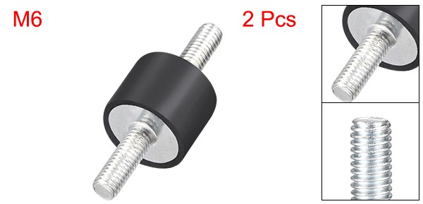 D20 x H15 Rubber Vibration Isolator Mounts Shock Absorber,w M6 x18mm Studs 2X