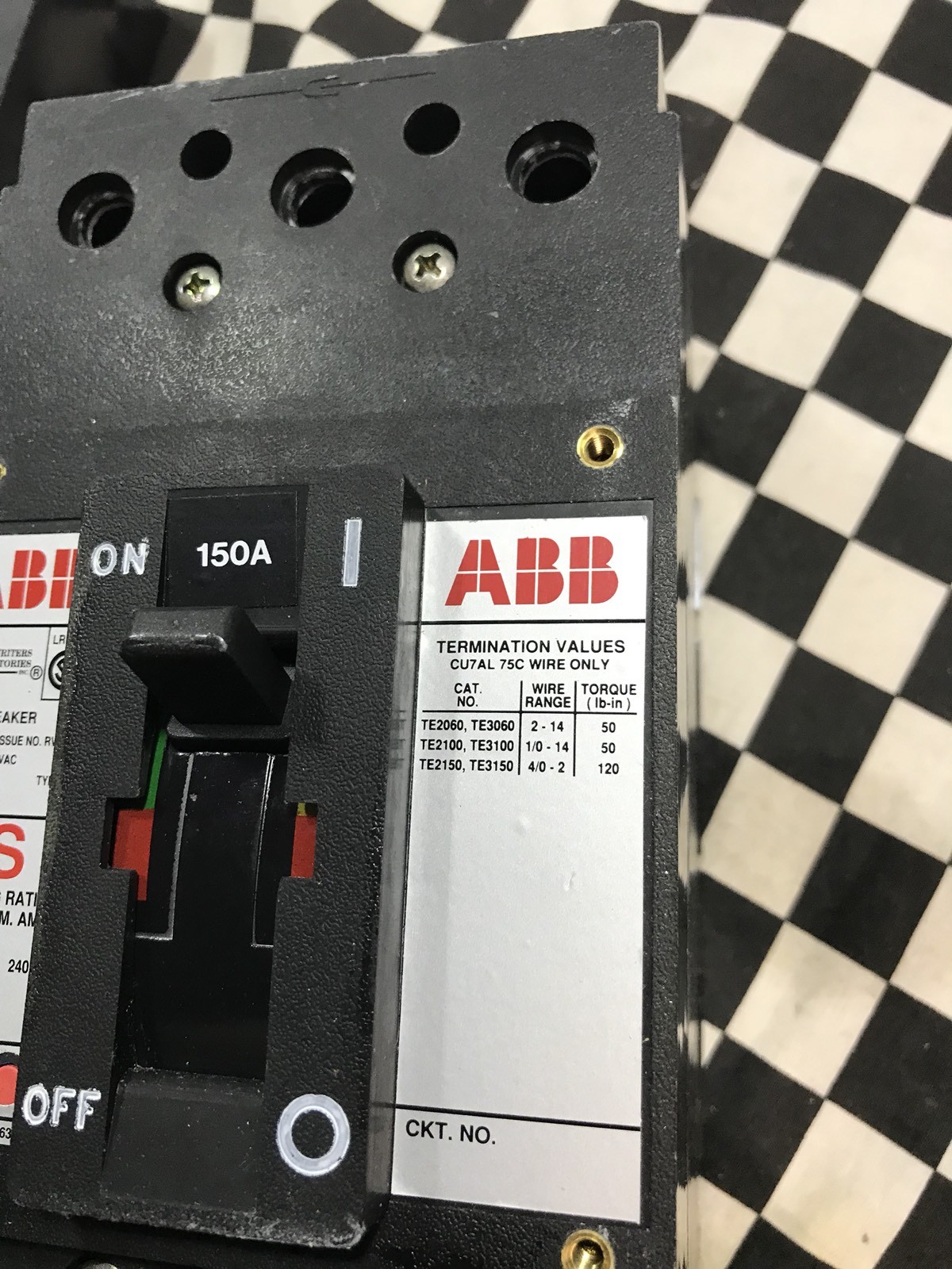 ABB Circuit Breaker TYPE AS, 150A, 3P, UXAB 727131 R 127, SHIPSAMEDAY#BOX 4 “T”