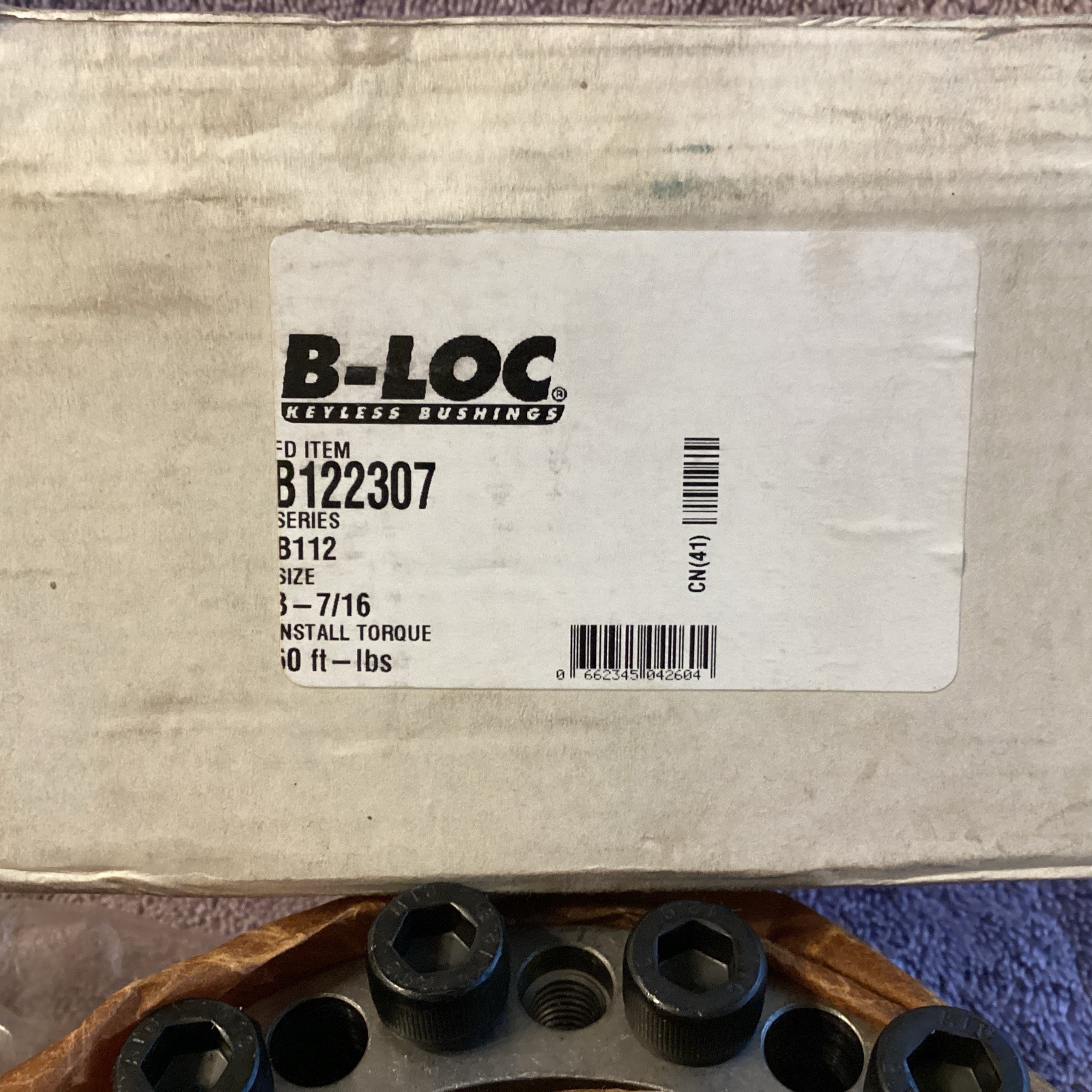 FENNER DRIVES…B122307…3-7/16”…series B112…Keyless Bushing…NEW