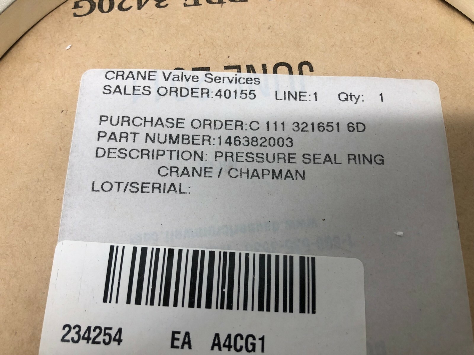 NEW OLD STOCK! CRANE CHAPMAN PRESSURE RING SEAL 146382003